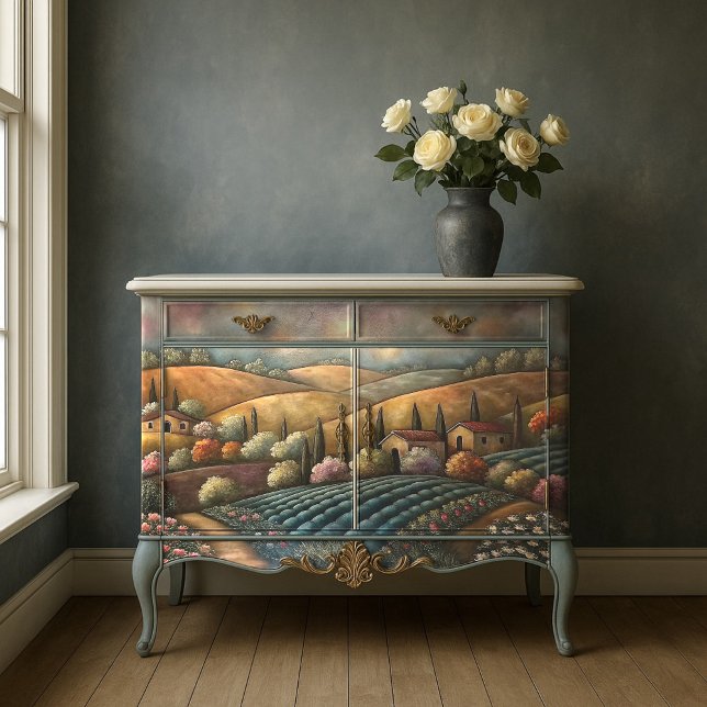 Papier Mousseline Découpage des collines viticoles toscanes (Tuscan Vineyard Hills Decoupage Tissue Paper)