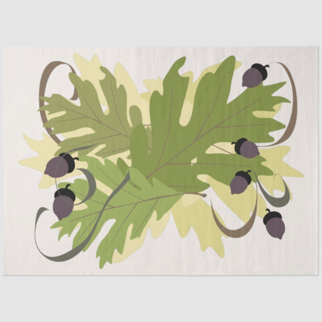 Papier Mousseline Découpage des Feuilles de chêne d'automne (Recto)