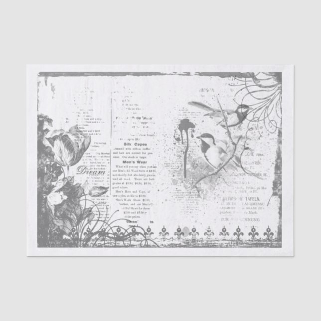 Papier Mousseline Découpage des oiseaux français (Recto)