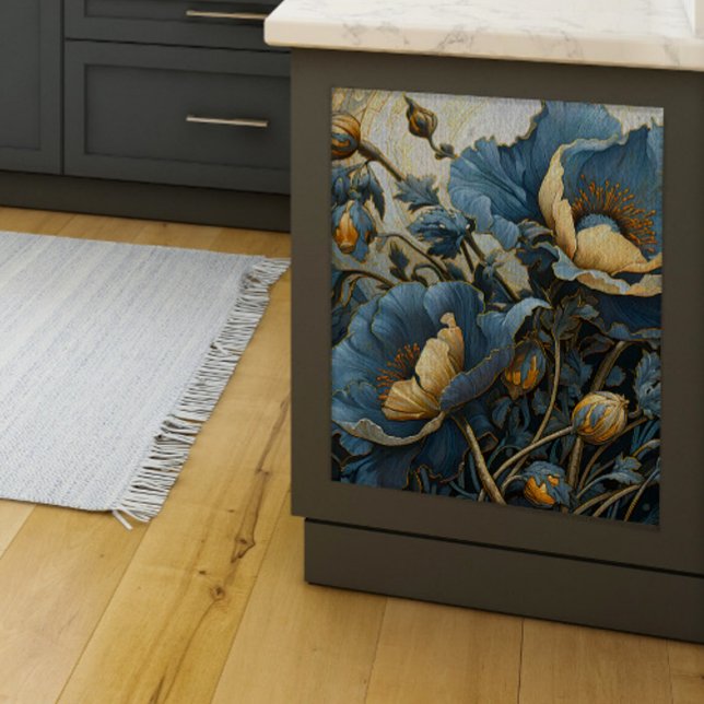 Papier Mousseline Découpage des pavots bleus ornés (Créateur téléchargé)