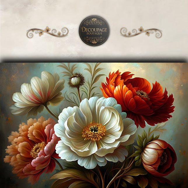 Papier Mousseline Découpage des pivoines d'automne (Autumn Peonies Decoupage Tissue Paper)