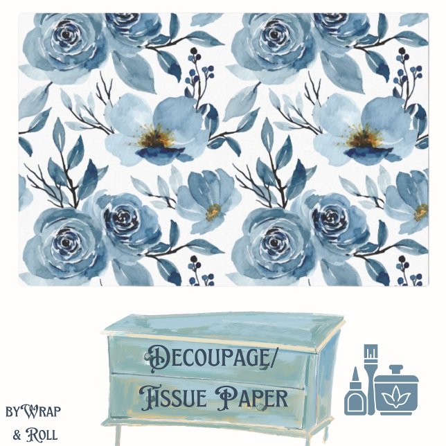 Papier Mousseline Découpage des Roses de choux bleus (Créateur téléchargé)
