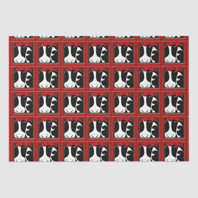 Papier Mousseline Découpage des vaches de Noël 15x20 (Recto)