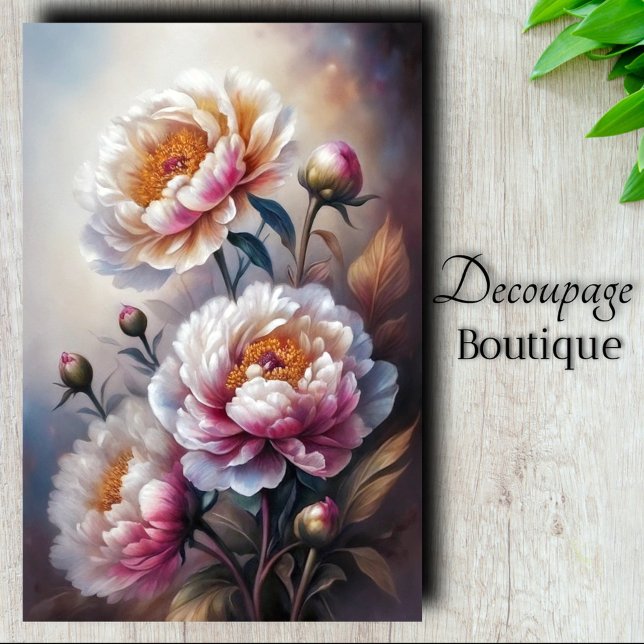 Papier Mousseline Découpage des Whispers Peony (Peony Whisper Decoupage Tissue Paper)