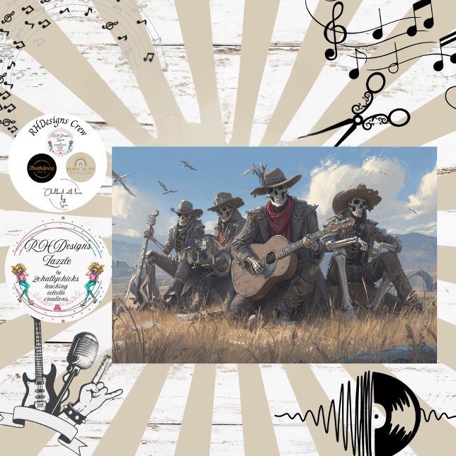 Papier Mousseline Decoupage Desert Skeleton Fur Feathers Funk Band (Créateur téléchargé)