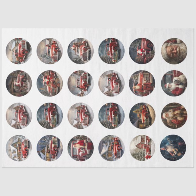 Papier Mousseline Découpage Dessous de verre de camion Père Noël de  (Recto)