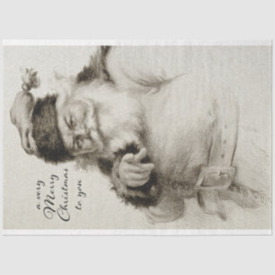 Papier Mousseline Découpage d'illustration Père Noël vintage