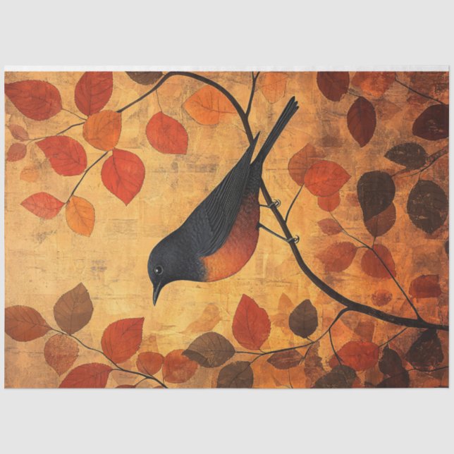 Papier Mousseline Découpage d'oeuvre d'art de feuilles d'automne d'o (Recto)