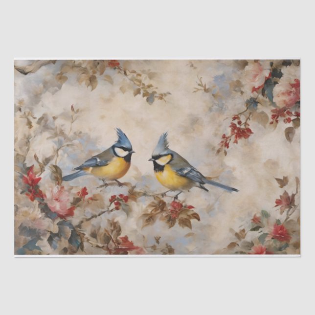 Papier Mousseline Découpage d'oiseaux et de branches (Recto)