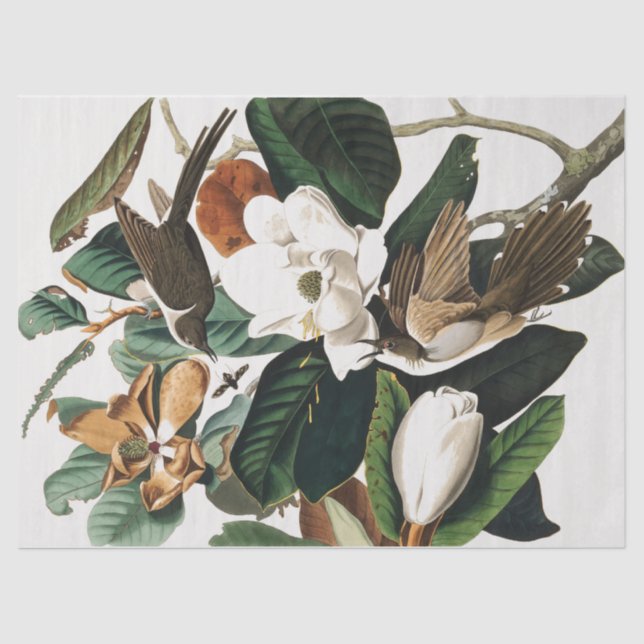 Papier Mousseline Découpage d'oiseaux et de fleurs vintages (Recto)