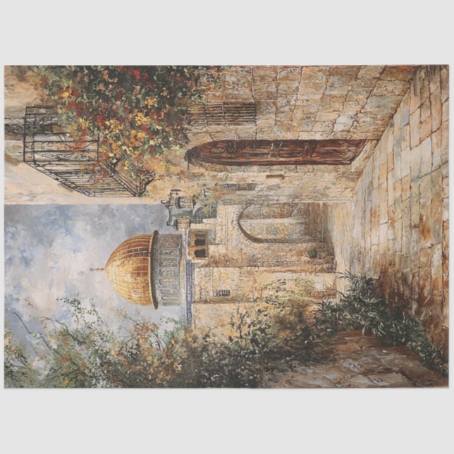 Papier Mousseline Découpage Dôme de Jérusalem du Rocher (Recto)