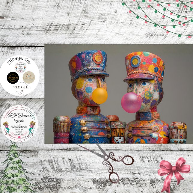 Papier Mousseline Decoupage Dot Drop Duo Casse-noisettes Bubble Gum  (Créateur téléchargé)