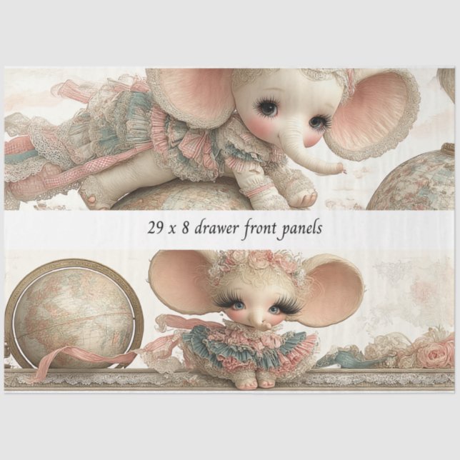 Papier Mousseline Decoupage Drawer Panel Whimsical Circus Story Book (Recto)