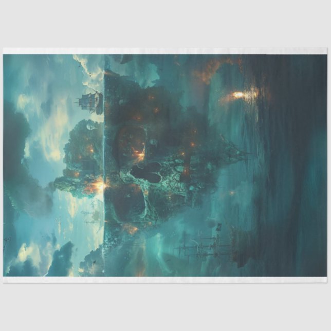 Papier Mousseline Découpage du bateau pirate crâne (Recto)