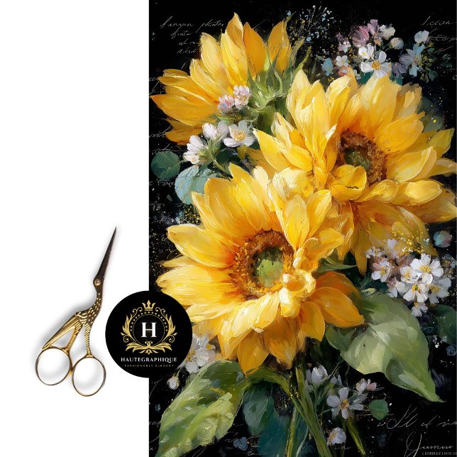 Papier Mousseline Découpage du bouquet de tournesol d'or (Frame Panels for Gallery-Worthy Botanical Art)