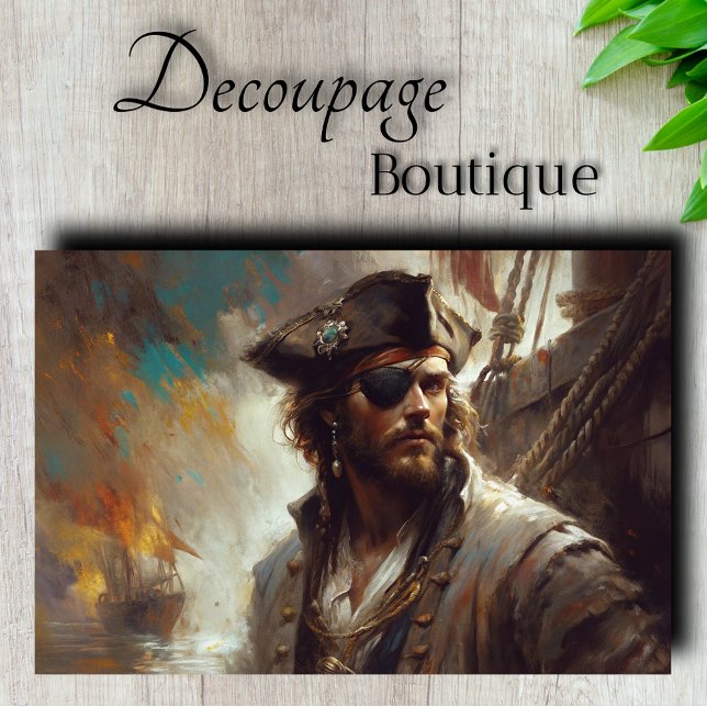 Papier Mousseline Découpage du capitaine de pirate bijoux (Jeweled Pirate Captain Decoupage Tissue Paper)