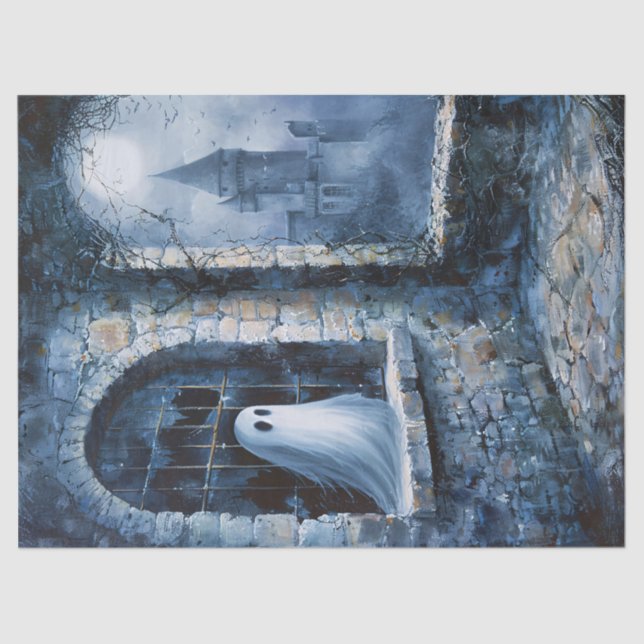 Papier Mousseline Découpage du château hanté par le fantôme lunatiqu (Recto)