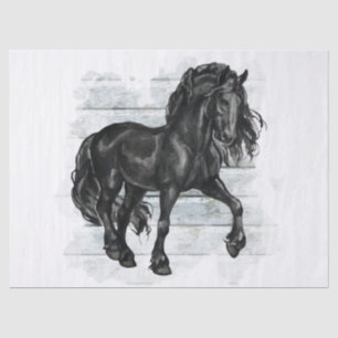 Papier Mousseline Découpage du cheval friésien noir