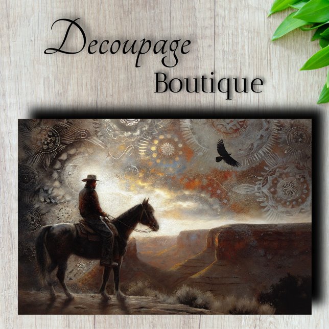 Papier Mousseline Découpage du conducteur occidental (Western Rider Decoupage Tissue Paper)