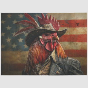Papier Mousseline Découpage du coq Americana au drapeau avant