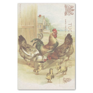 Papier Mousseline Découpage du coq de poulet de la carte postale vin