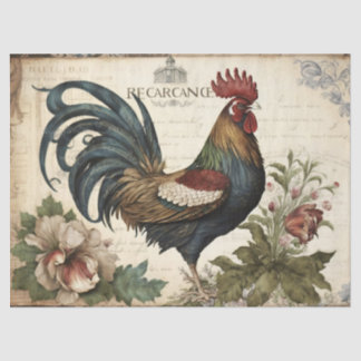 Papier Mousseline Découpage du coq vintage