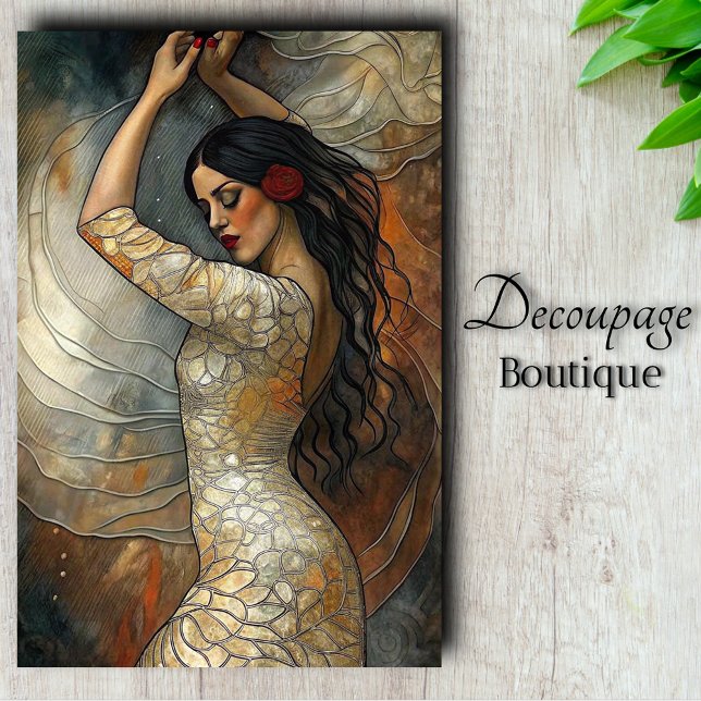 Papier Mousseline Découpage du danseur de Flamant rose espagnol (Spanish Flamenco Dancer Decoupage Tissue Paper)