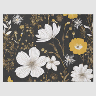 Papier Mousseline Découpage du Fleur sauvage Boho Black Gold