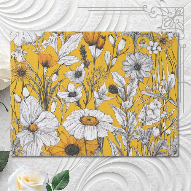 Papier Mousseline Découpage du Fleur sauvage Boho de marguerite blan (Créateur téléchargé)