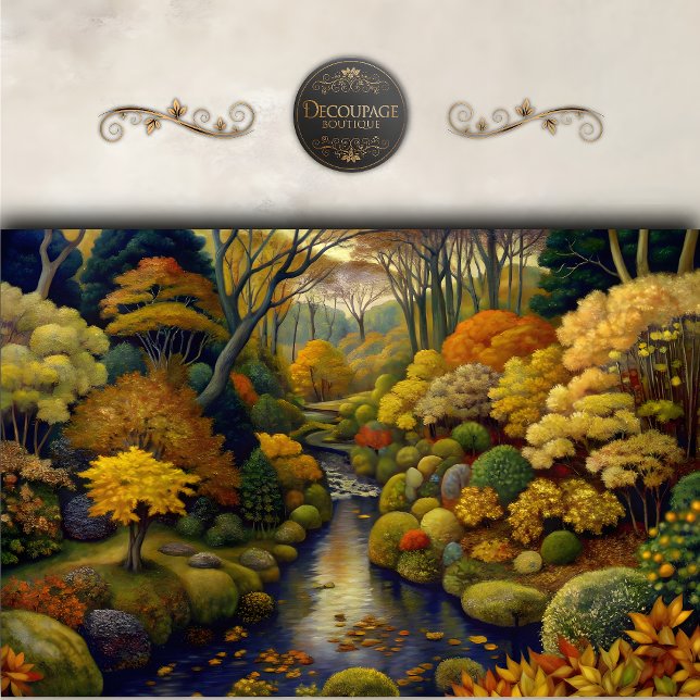 Papier Mousseline Découpage du flux de jardin en bois doré (Golden Woodland Garden Stream Decoupage Tissue Paper)