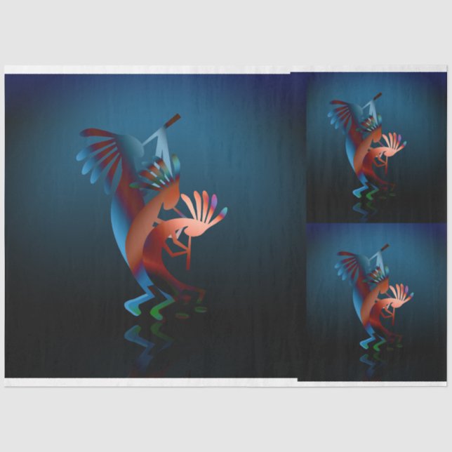 Papier Mousseline Découpage du jeu de bleues Kokopelli (Recto)