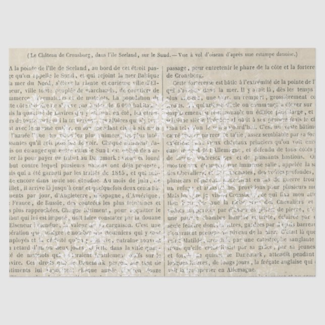 Papier Mousseline Découpage du journal Vintage blanc Damas (Recto)