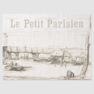 Papier Mousseline Découpage du journal vintage French Scene Boat