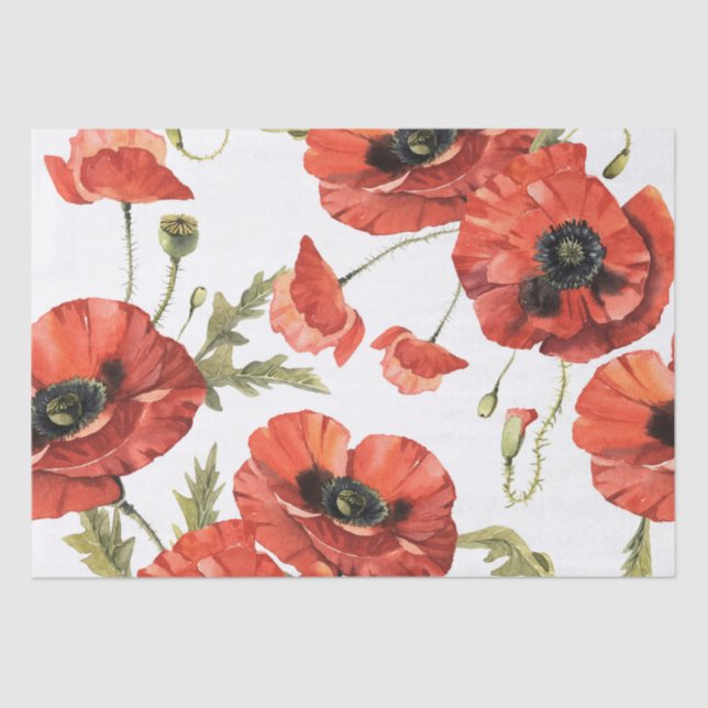 Papier Mousseline Découpage du Motif de fleurs Red Poppy (Recto)