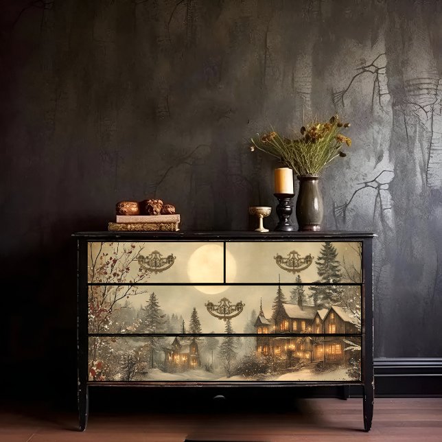 Papier Mousseline Découpage du paysage de Noël victorien Imprimer (Créateur téléchargé)