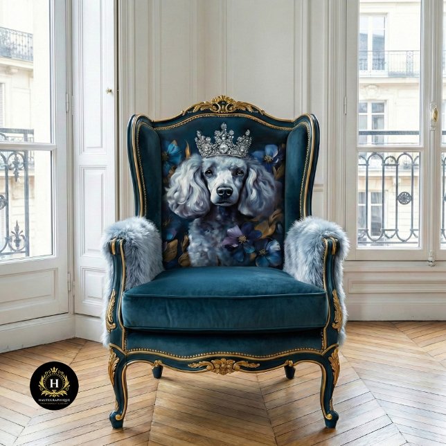 Papier Mousseline Découpage du portrait de caniche gris français (Créateur téléchargé)