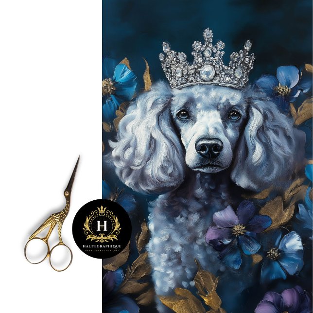 Papier Mousseline Découpage du portrait de caniche gris français (Créateur téléchargé)