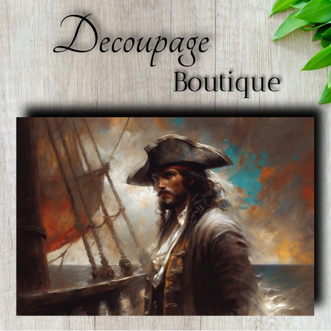 Papier Mousseline Découpage du portrait du capitaine de mer (Sea Captain Portrait Decoupage Tissue Paper)