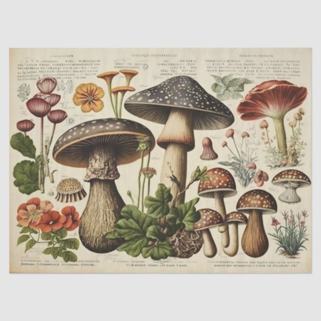 Papier Mousseline Découpage du salon de champignons vintages (Recto)