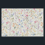 Papier Mousseline Découpage du script d'écriture manuscrite du Fleur<br><div class="desc">Belles feuilles de papier de tissus d'inspiration boho avec des fleurs sauvages d'aquarelle gaie mélangés avec des feuillages verdoyants dans différentes nuances de bleu,  rose,  lavande,  bleu,  jaune et vert.</div>