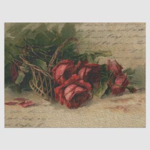 Papier Mousseline Découpage du script Roses rouges vintages