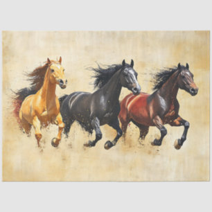 Papier Mousseline Découpage du trio du cheval à galop