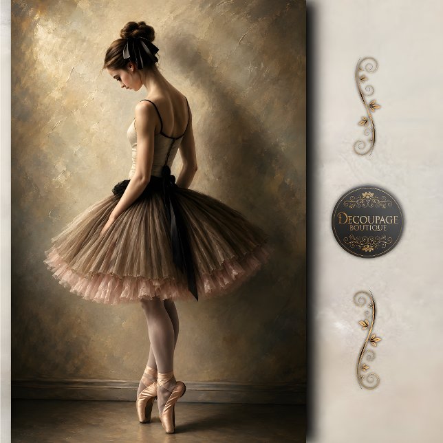 Papier Mousseline Découpage d'une danseuse de ballet élégante (Elegant Ballet Dancer Decoupage Tissue Paper)