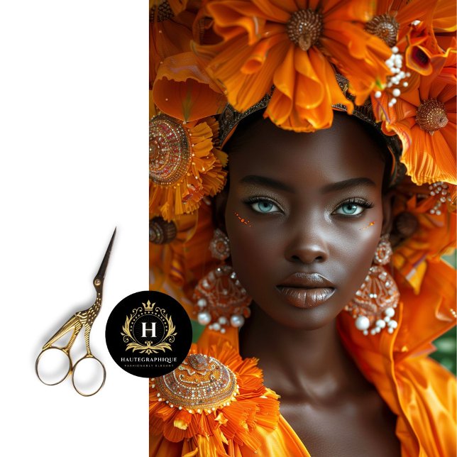 Papier Mousseline Découpage d'une femme afro-américaine orange (Créateur téléchargé)