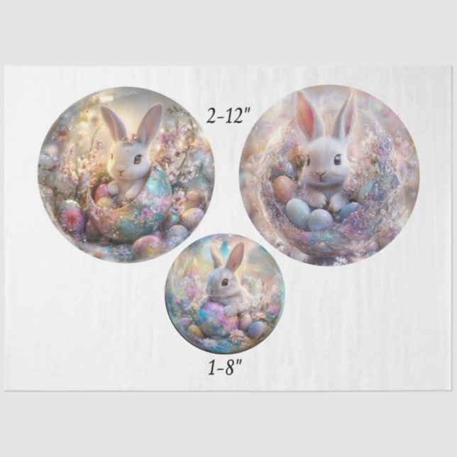 Papier Mousseline Decoupage Easter Spring 12" & 8" Rounds  (Recto)