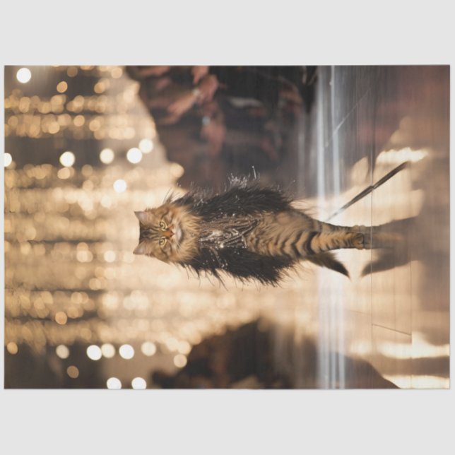 Papier Mousseline Découpage Elaborer Chat Marcher Sur La Piste (Recto)