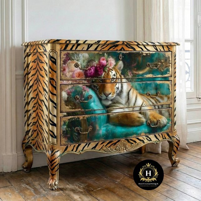 Papier Mousseline Découpage élégant de fleurs de tigre (Créateur téléchargé)