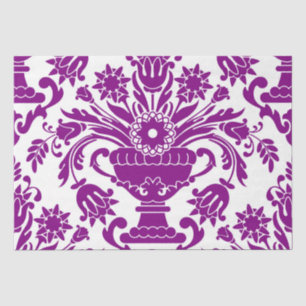 Papier Mousseline Découpage élégante florale pourpre et blanc damass