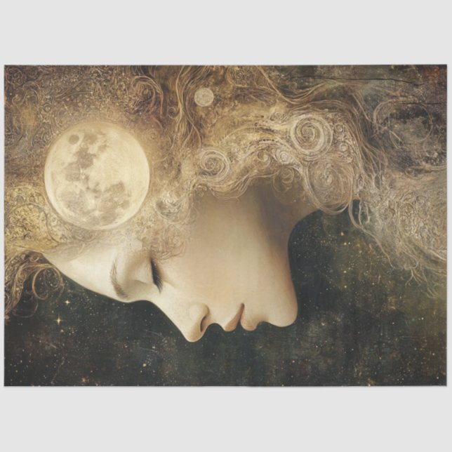 Papier Mousseline Découpage éléments de lune céleste de la dame luna (Recto)