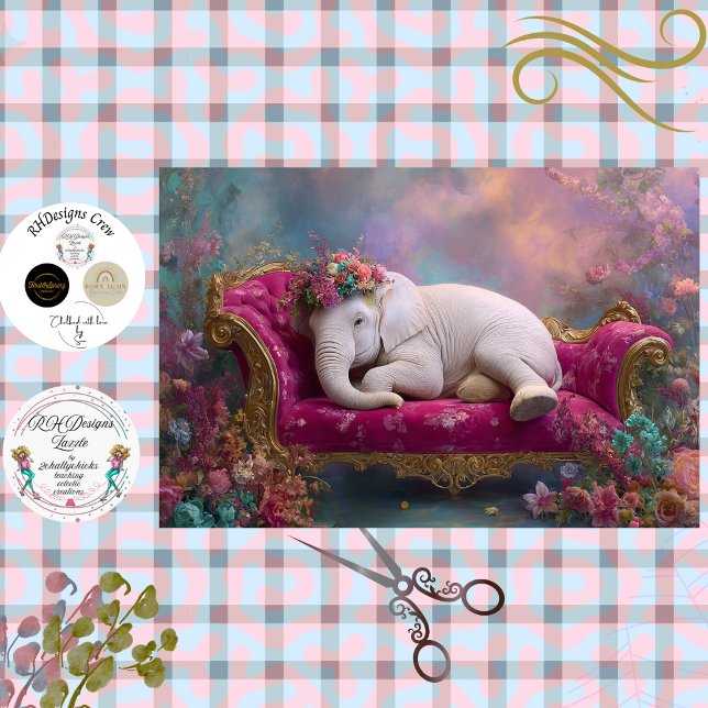 Papier Mousseline Découpage Éléphant Blanc Fantaisiste Chaise Longue (Créateur téléchargé)